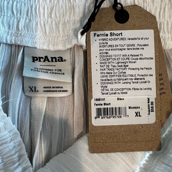 prAna Womens Semi Sheer FERNIE Crinkle Woven Shorts XTRA-LARGE XL in White - Picture 6 of 8